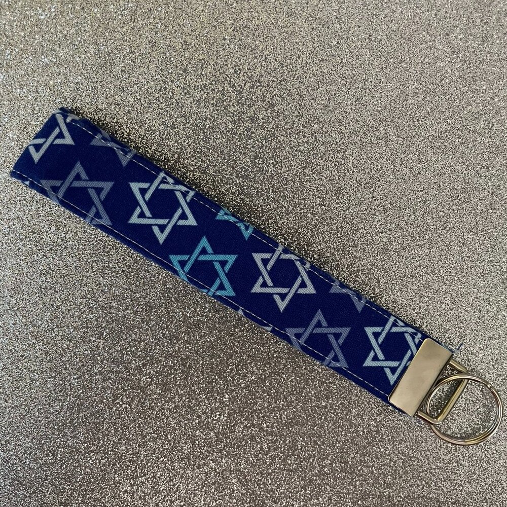 Holiday NWOT Dark Blue Hanukkah Handmade Fabric Key Chain/Key Fob